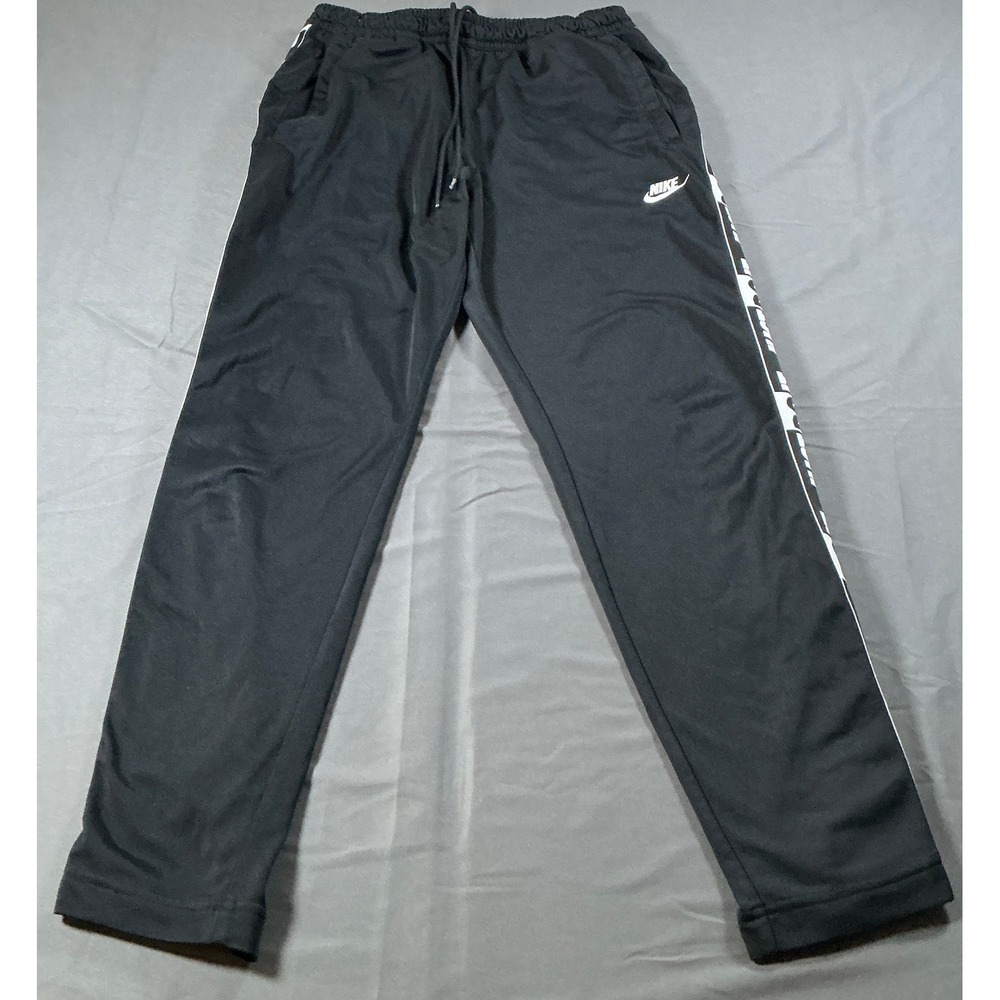 Nike Mens Just Do It Track Pants Black Taped Logo Joggers AR2368-010 Size M